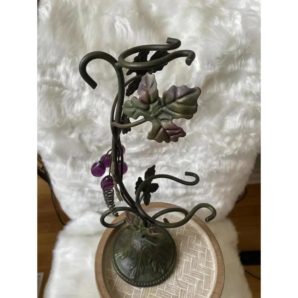 Decorative Metal Wine Bottle Holder with Leaf and Grape Design